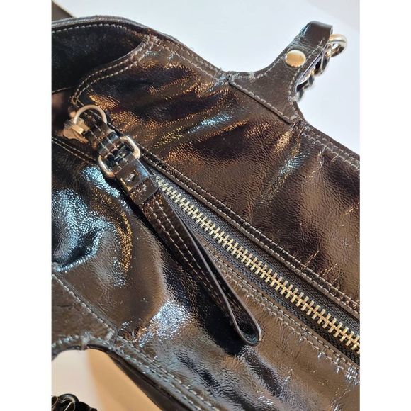 Coach Black/Gray Monogram Medium Shoulder Tote Bag Satchel - Picture 8 of 16